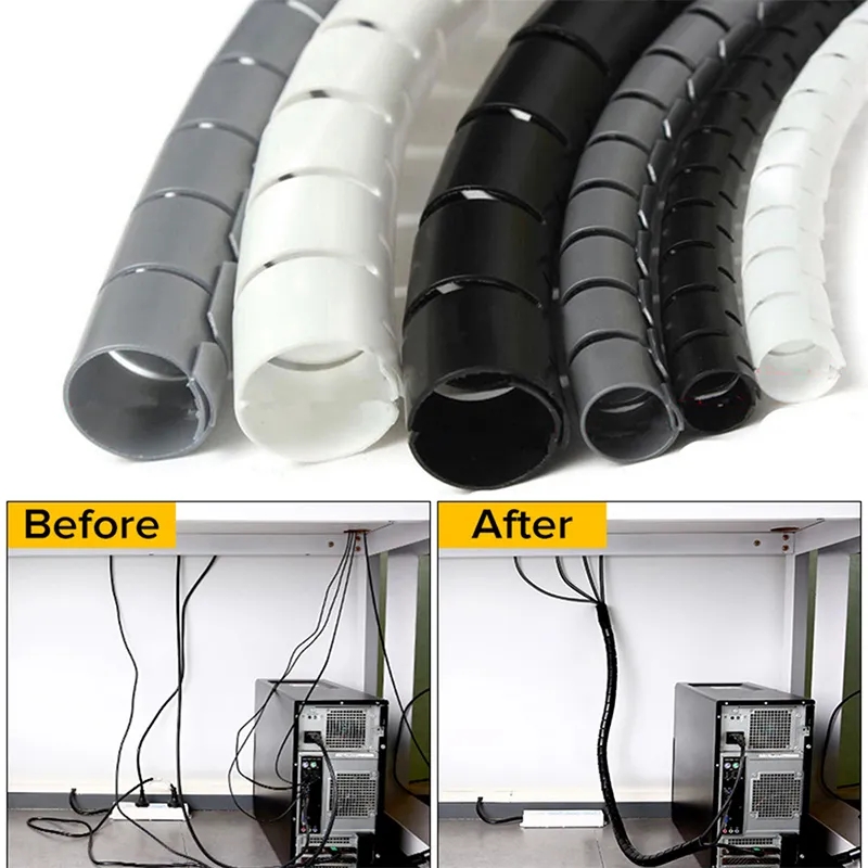 Plastic Pipe Clip - 1/2M ยืดหยุ่น SPIRAL CABLE Organizer คลิปเก็บท่อสายไฟ