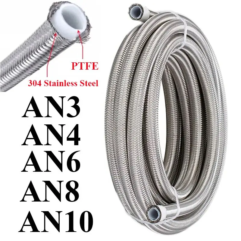 Ptfe Tape Thread - AN10 AN8 AN4 AN3 1M/2M/3M/5M ท่อสำหรับรถแข่งรถยนต์304สายเบรคสแตนเลสถัก