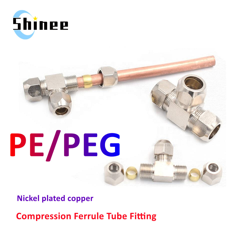 Compression Fitting Brass - 1PCS Pneumatic อุปกรณ์ทองเหลือง T ประเภท4 6