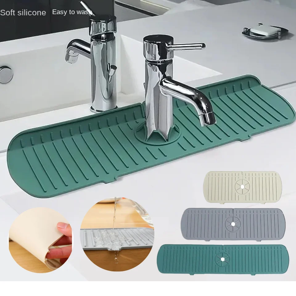 Silicone Tap Washer - แผ่นรองกันน้ำกระเด็นสำหรับก๊อกน้ำในครัว ทำจากซิลิโคน ใช้กับอ่างล้างจาน แผ่นรองซับน้ำ ป้องกันน้ำกระเด็นบนเคาน์เตอร์ สำหรับอุปกรณ์ครัวและห้องน้ำ