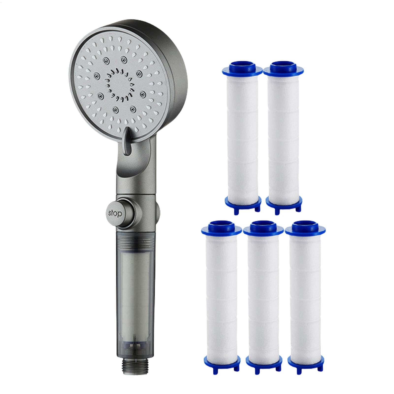 Silicone Tap Washer - ฝักบัวอาบน้ำแบบใหม่ 5 โหมด ฝักบัวกรองน้ำแรงดันสูง หัวฉีดซิลิโคน ประหยัดน้ำ