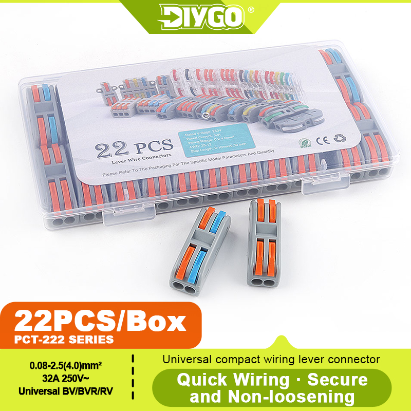 Push Fit Connector - ชุดต่อสายไฟแบบกด DIY GO 22 ชิ้น ขั้วต่อสายไฟแบบเสียบเร็ว